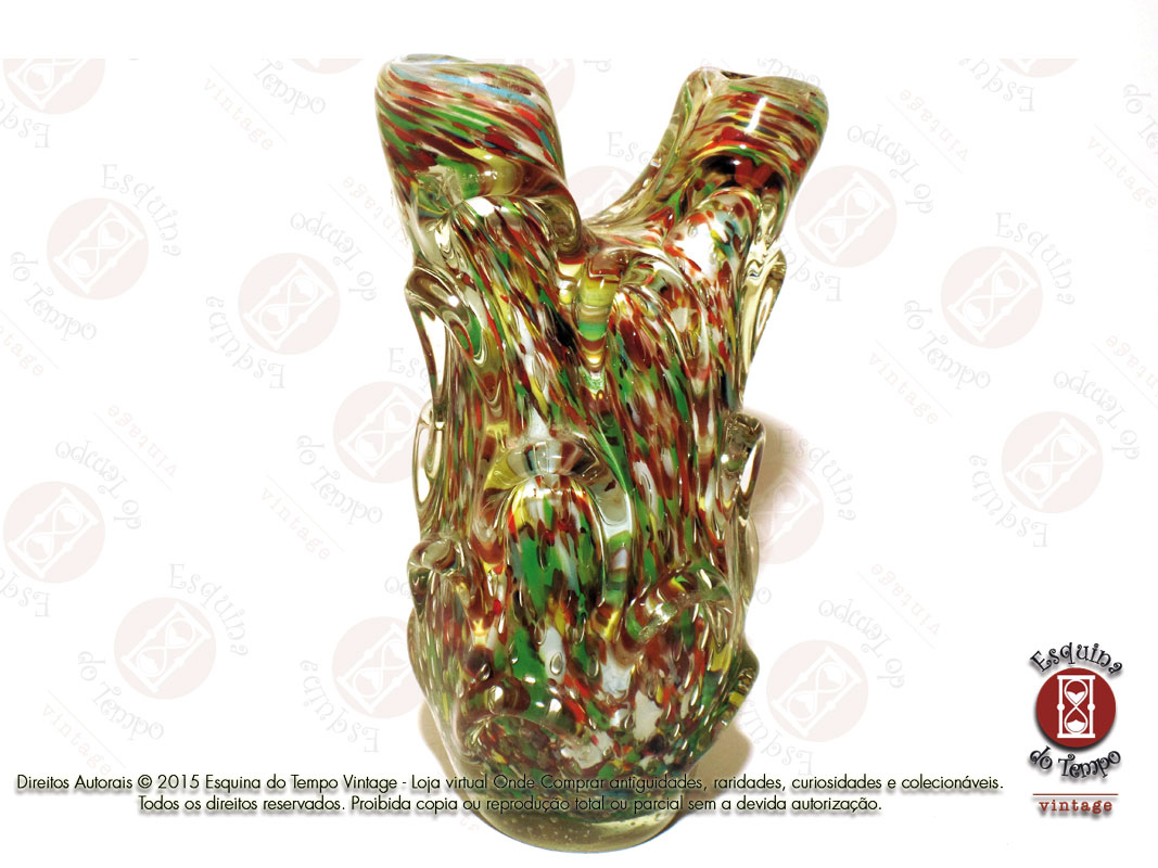 Original Vaso Antigo de Murano Multicolorido